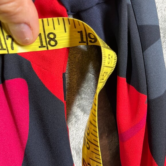 Ann Taylor Loft Dress Medium Red Fleur Floral Shift Long Sleeve Zip Up Preppy - Picture 6 of 8